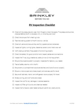 Brinkley RV Before You Go - RV Inspection Checklist