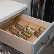 A residential kitchen wouldn't be complete without built-in storage for your most extravagant meals!