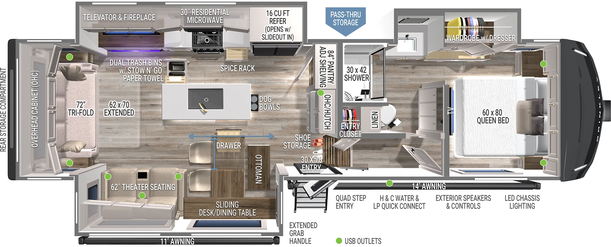 Brinkley RV Model Z 2900 Fifth Wheel Floorplan