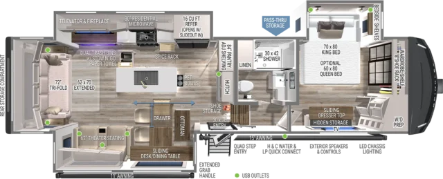 Model Z 3100 Fifth Wheel Floorplan Brinkley RV