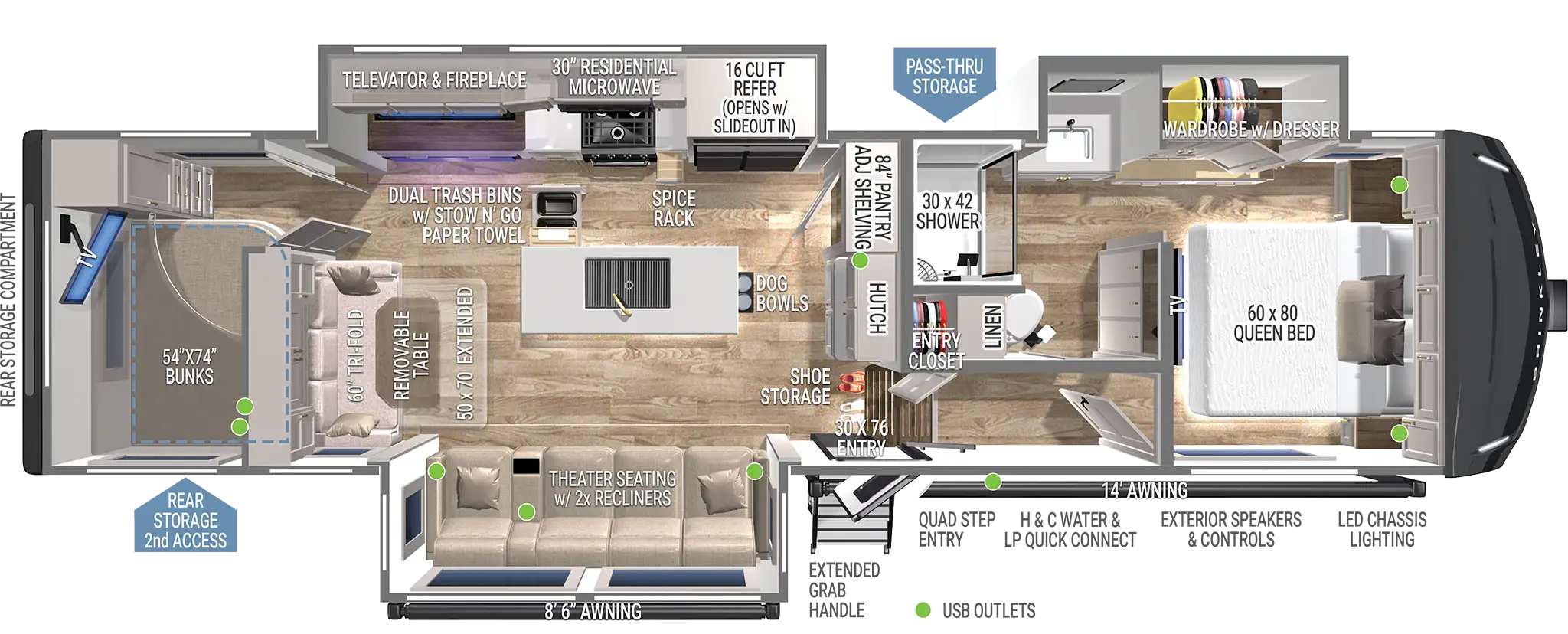 Z3110 Bunkhouse Fifth Wheel Floorplan