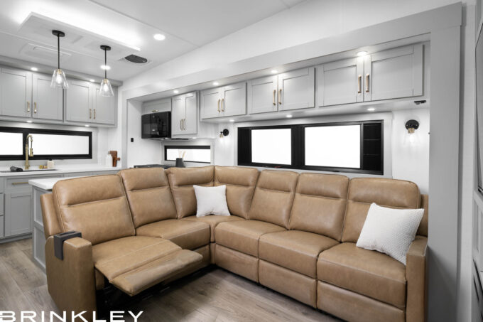 Model Z 3200 Fifth Wheels Living Room L Sofa with Recliner 2026 Brinkley RV 9834