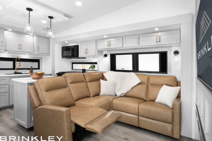 Model Z 2700 Fifth Wheels Living Room L Sofa with Recliners 2026 Brinkley RV 6763