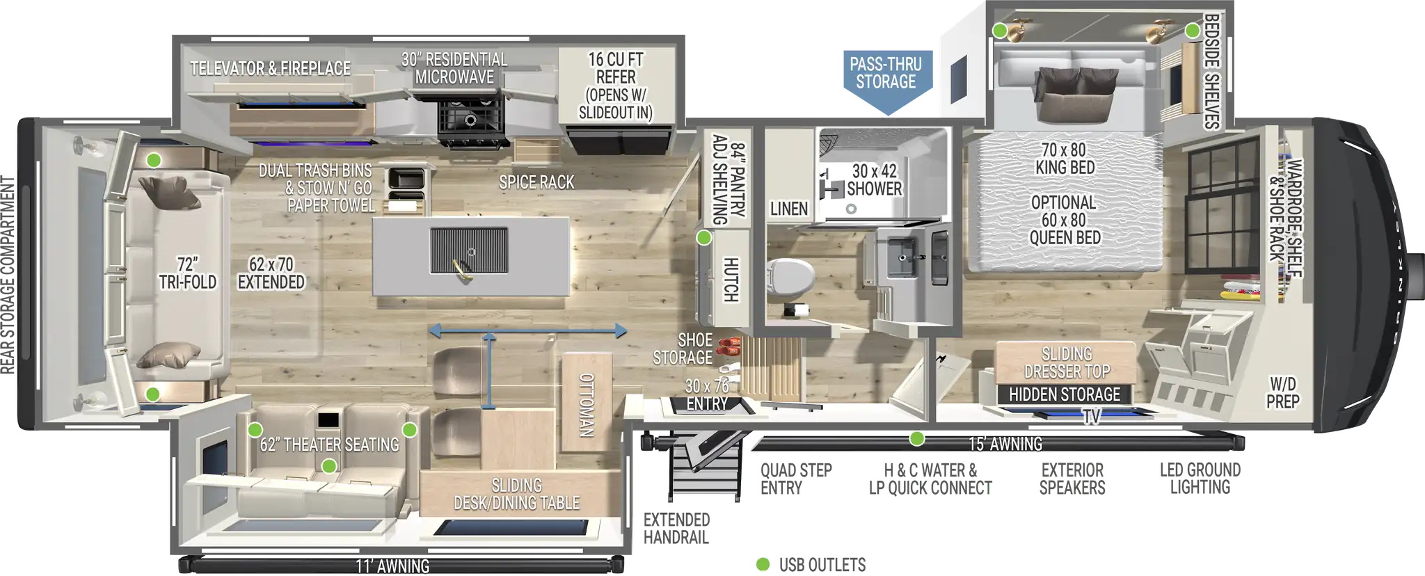 | Model Z 3100 Fifth Wheels 1 2027 Brinkley RV Model Z 3100 Fifth Wheel Floorplan