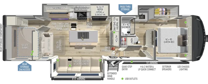 Model Z 3110 Fifth Wheel Floorplan Brinkley RV