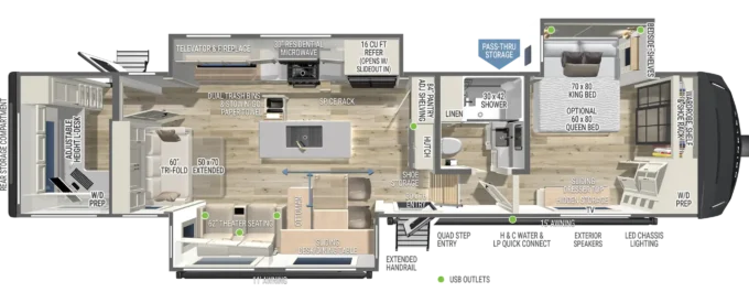 Model Z 3515 Fifth Wheel Office Desk Floorplan by Brinkley RV