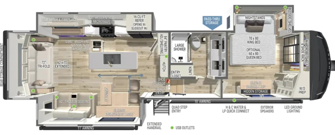 Model Z 3600 Fifth Wheel Floorplan Brinkley RV