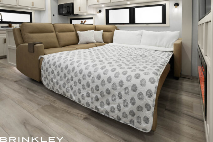 Model Z 3200 Fifth Wheels Living Room L Shaped Sofa EZ Out Bed 2027 Brinkley RV 3417