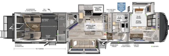 G 4000 Luxury Toy Hauler Floorplan by Brinkley RV