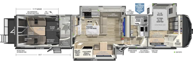 Brinkley Model G 3970 2 Bathroom Toy Hauler Floorplans