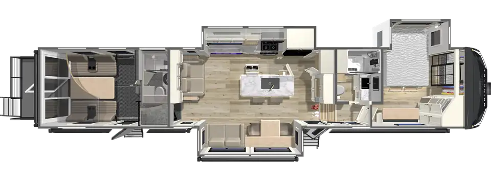 Brinkley RV Model G 4170 Toy Hauler Floorplan with 2nd Full Rear Bath 2027 G 4170 Fifth Wheel Toy Hauler Floorplan with a 2nd Full Rear Bath by Brinkley RV