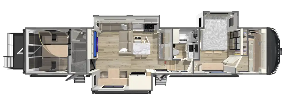 Brinkley RV Model G 4155 Toy Hauler Floorplan with Bunkhouse (Bunk Beds) 2027 G 4155 Fifth Wheel Toy Hauler Floorplan with a Front Bunk by Brinkley RV