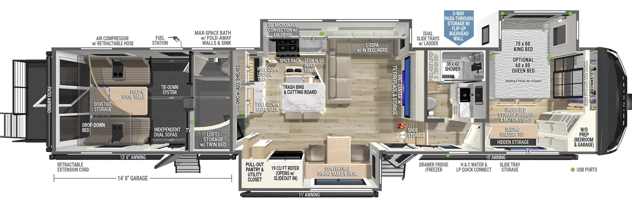 | Model G 3950 Toy Haulers 1 2027 Model G 3950 Toy Haulers Floorplan - Brinkley RV