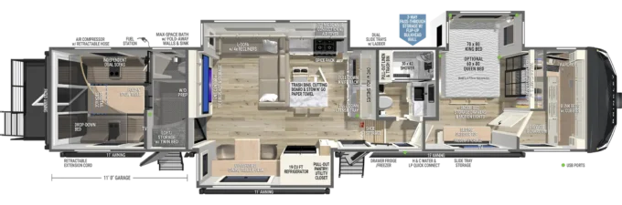 Model G 4155 Luxury Fifth Wheels With Private Bunkroom