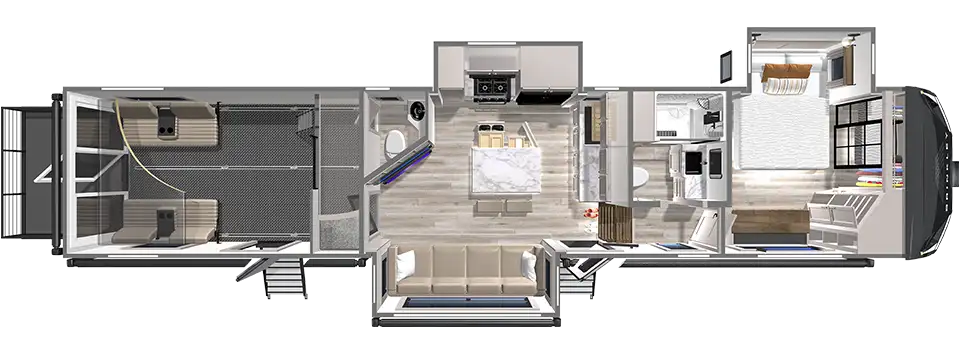 Gx 4000 Fifth Wheel Toy Hauler Floorplan with 17' Garage by Brinkley RV