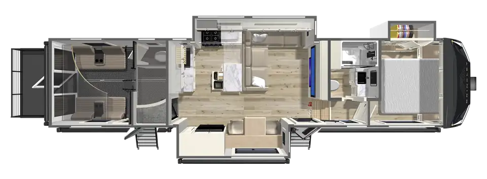 Brinkley RV Gx 3500 Luxury Fifth Wheel Toy Hauler Floorplan 2027 Gx 3450 Fifth Wheel Toy Hauler Floorplan with 11' Garage by Brinkley RV