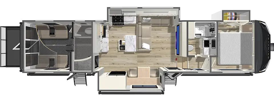 Brinkley RV Gx 3500 Luxury Fifth Wheel Toy Hauler Floorplan Gx 3450x Fifth Wheel Toy Hauler Floorplan with 11' Garage by Brinkley RV