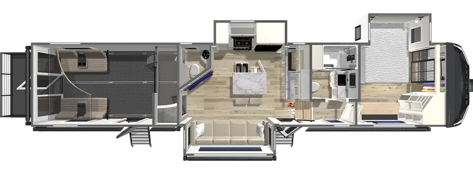 Brinkley RV Gx 4000 Luxury Fifth Wheel Toy Hauler Floorplan 2027 Gx 4000 Fifth Wheel Toy Hauler Floorplan with 17' Garage by Brinkley RV