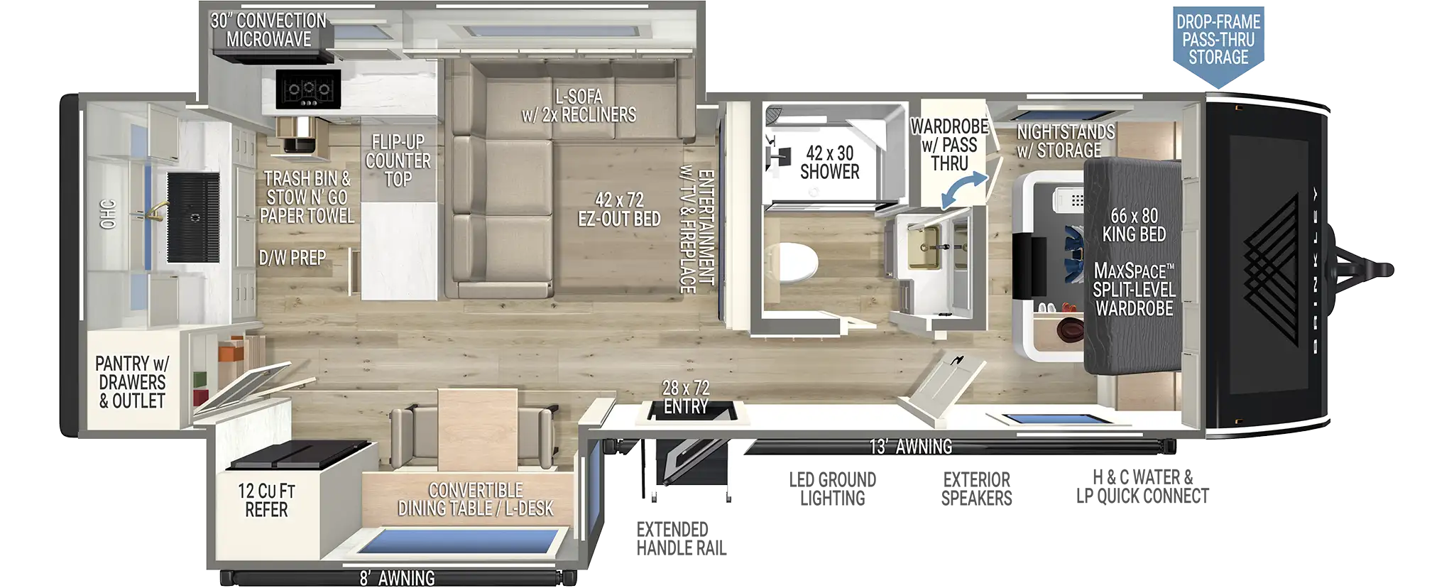 | Model I 280 Travel Trailers 1 Model I 280 Lightweight Travel Trailers with Family Seating by Brinkley RV