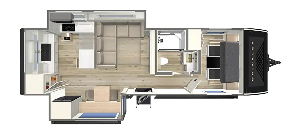 Brinkley RV I 280 Travel Trailer Floorplan 2027 Model I 280 Travel Trailers with Family Seating by Brinkley RV