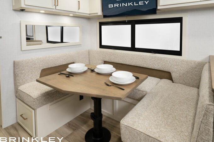 | Model I 26x Travel Trailers 18 Model Ix 26x Travel Trailers Dining Room U Shaped Dinette Set for 3 2027 Brinkley RV 6893