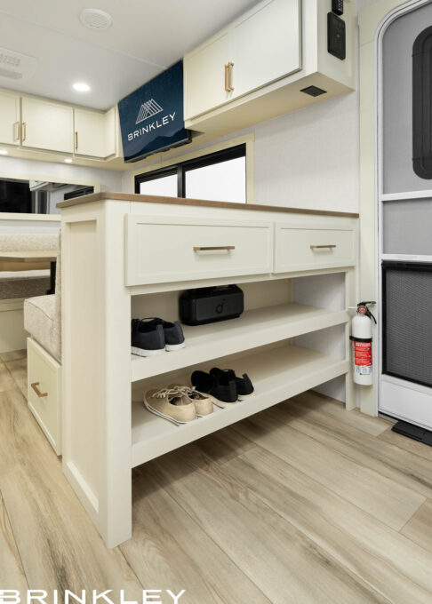 | Model I 26x Travel Trailers 25 Model Ix 26x Travel Trailers Interior Shoe Storage 2027 Brinkley RV 6721
