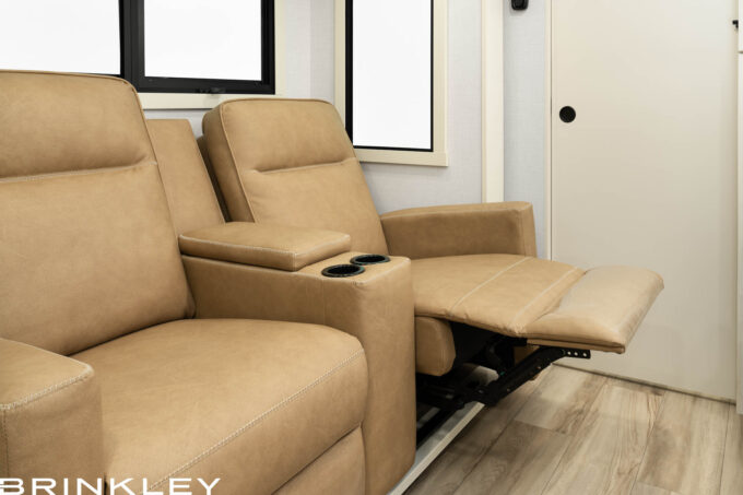| Model I 26x Travel Trailers 24 Model Ix 26x Travel Trailers Living Room Theater Seating with Recliners 2027 Brinkley RV 6767