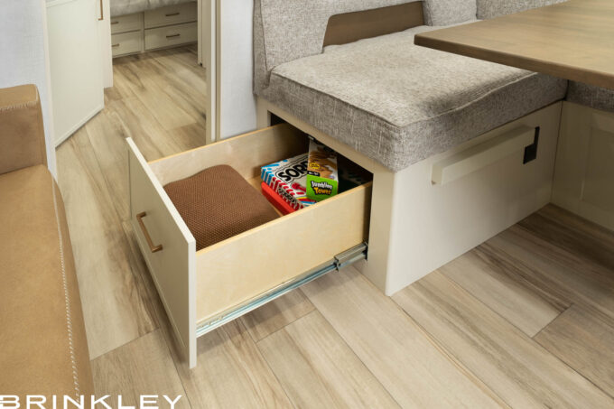 | Model I 26x Travel Trailers 21 Model Ix 26x Travel Trailers Living Room U Shaped Dinette Drawer 2027 Brinkley RV 6537