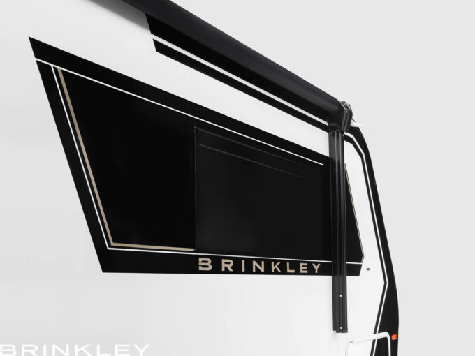 Model Z AIR 315 Travel Trailers Exterior Window Gold Logo 2026 Brinkley RV Model Z AIR Travel Trailers