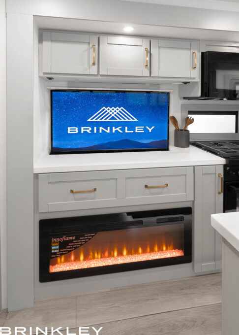 Model Z AIR 315 Travel Trailers Living Room Fireplace TV 2026 Brinkley RV Model Z AIR Travel Trailers